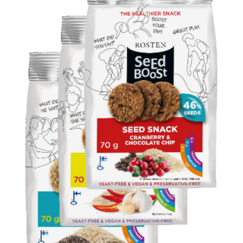 3x SeedBoost erinevate maitsetega snäkk 70g