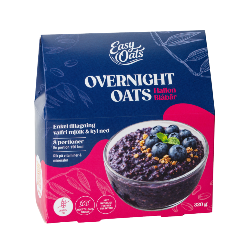 Üleööpuder vaarika ja mustikaga