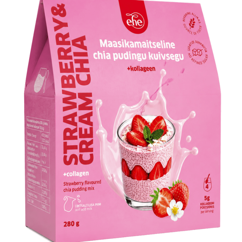 Maasikamaitseline chia pudingu kuivsegu kollageeniga 280g