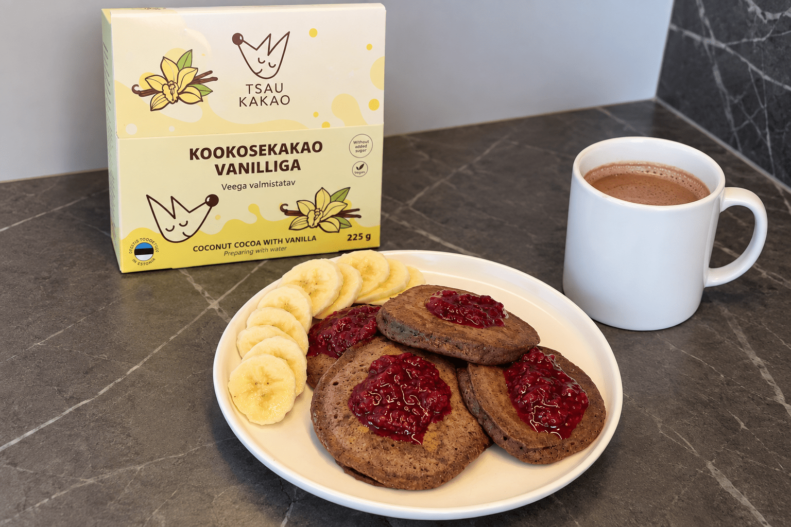 Kakaopannkoogid kookose ja vanilliga: väikesed koogid mõnusaks hommikuks 🥞 Kogus: umbes 12–15 pannkooki ⏱ Taina puhkeaeg: 10 min 🍫 Kookose-vanilli Tsau Kakao Ku